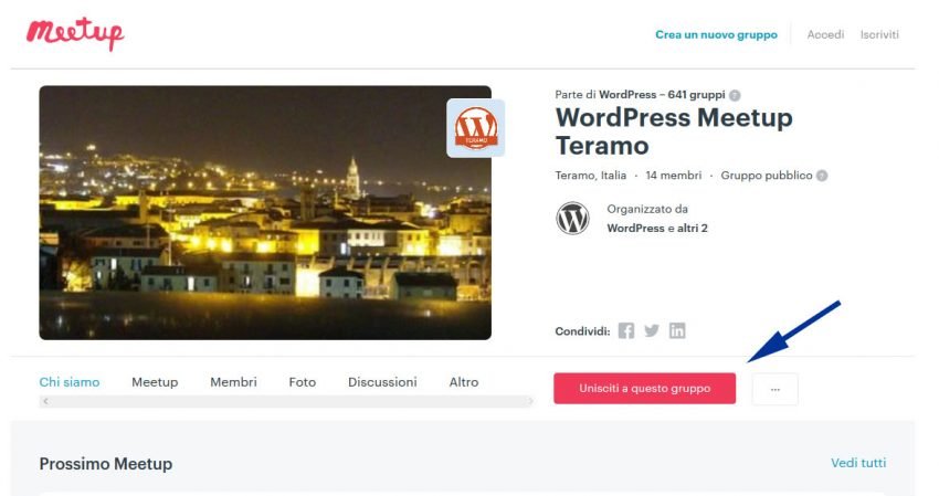 Manuale iscrizione gratuita al WordPress Meetup di Teramo parte 02