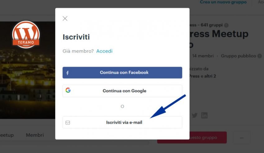 Manuale iscrizione gratuita al WordPress Meetup di Teramo parte 03