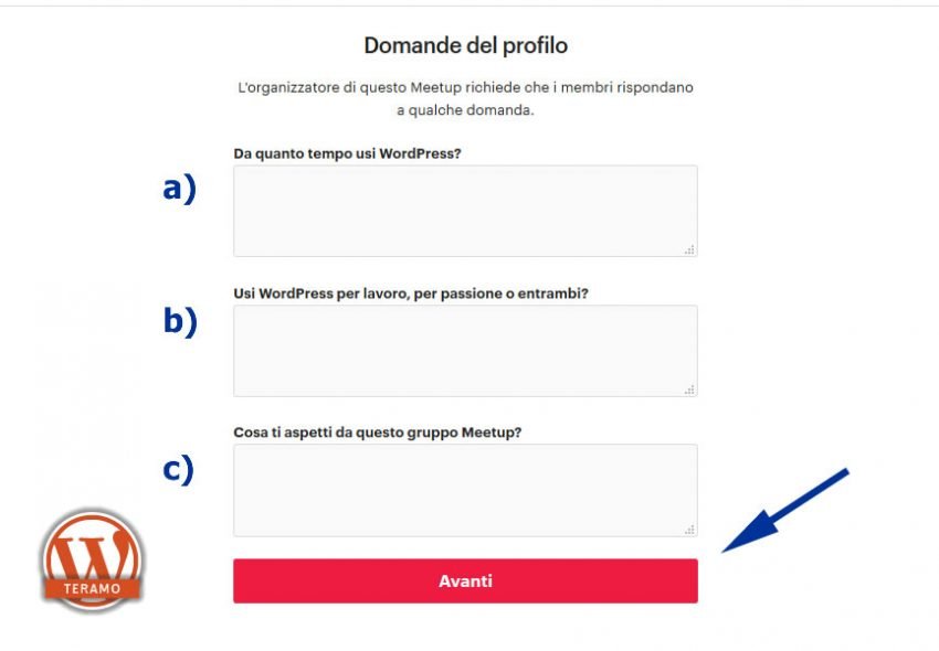Manuale iscrizione gratuita al WordPress Meetup di Teramo parte 09