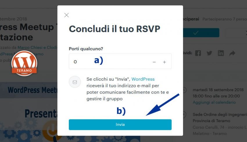 Manuale iscrizione gratuita al WordPress Meetup di Teramo parte 15