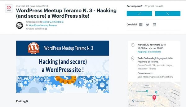 Come mettere in sicurezza un sito WordPress: iscriviti e partecipa al WordPress Meetup Teramo N. 3