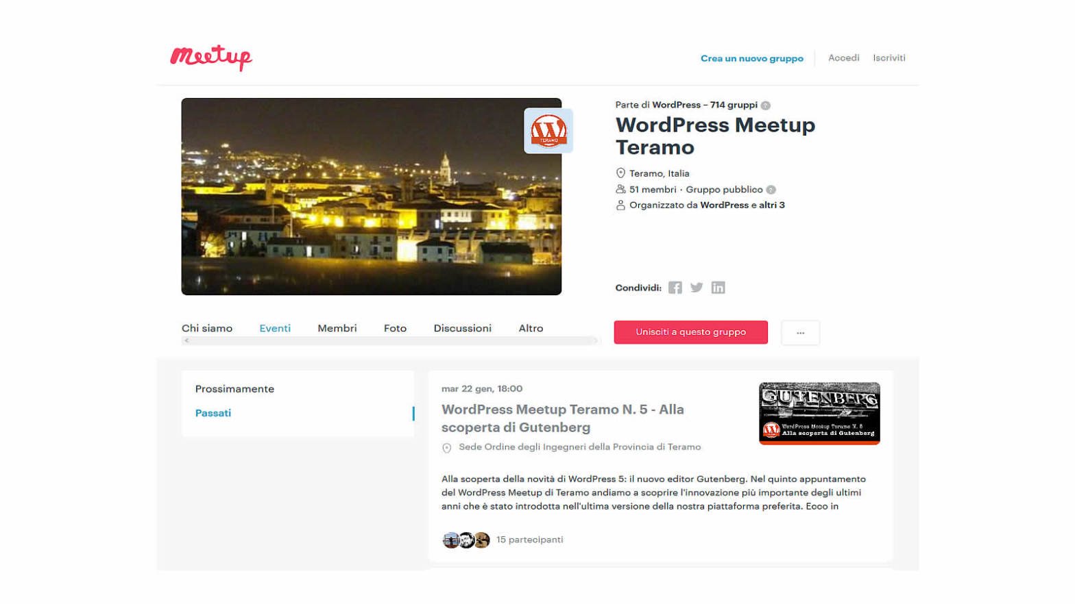 Manuale iscrizione gratuita al WordPress Meetup di Teramo header